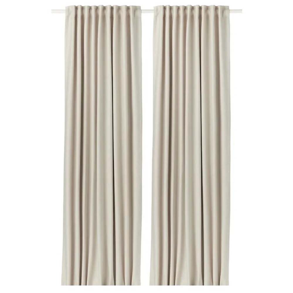 IKEA VILBORG Beige Room Darkening Curtains 57x98 - 2 Panels